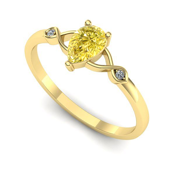 Inel logodna din aur galben cu safir galben