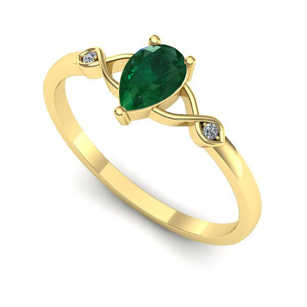 Inel de logodna din aur galben cu smarald