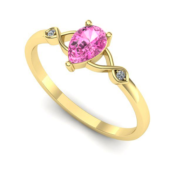 Inel de logodna din aur galben cu safir roz