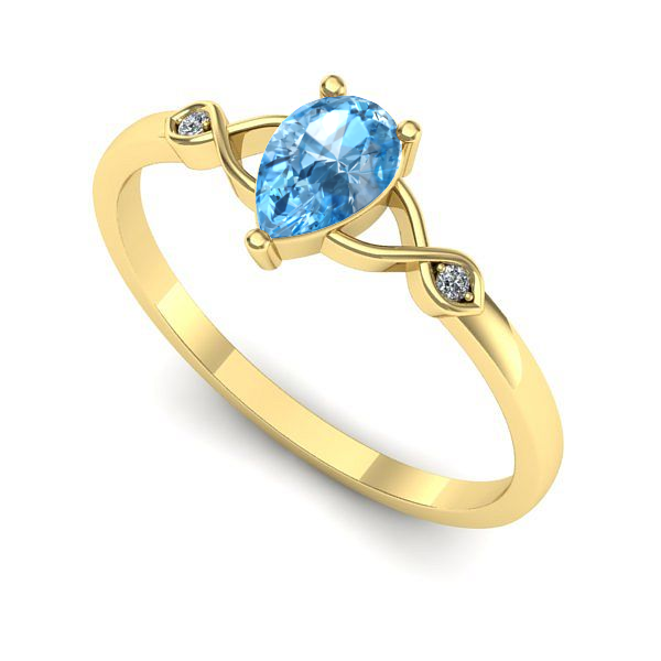 Inel din aur galben cu topaz blue