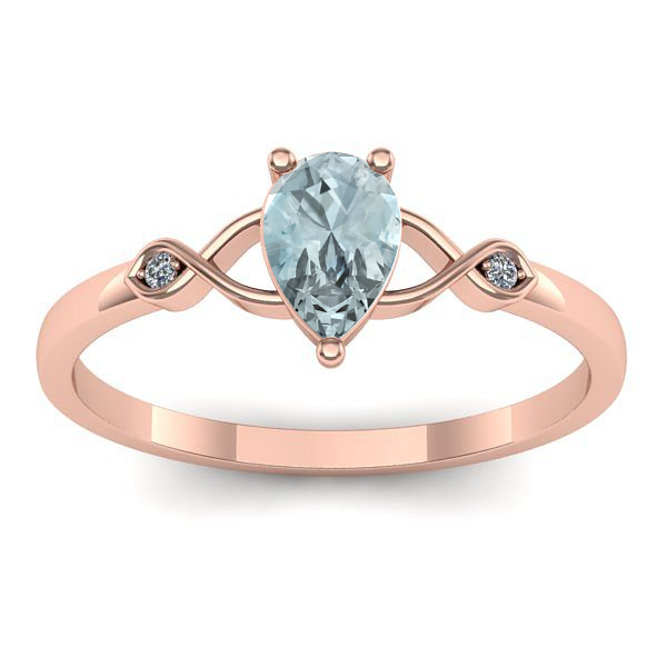 Inel de logodna cu aquamarin lacrima