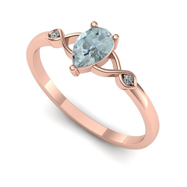 Inel din aur roz cu aquamarin