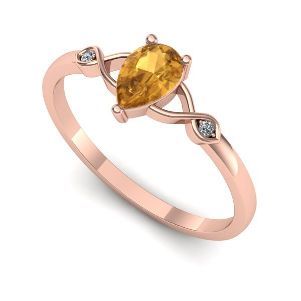 Inel logodna din aur roz cu citrin