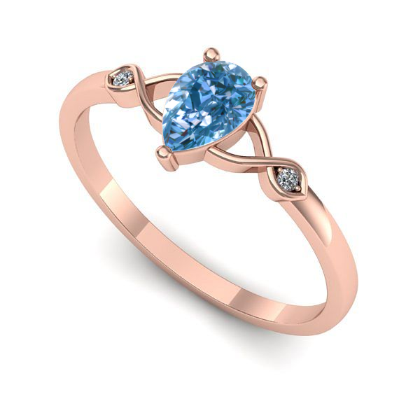 Inel logodna din aur roz cu diamant de laborator albastru