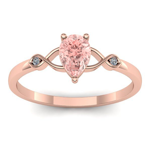 Inel logodna cu diamant de laborator roz lacrima