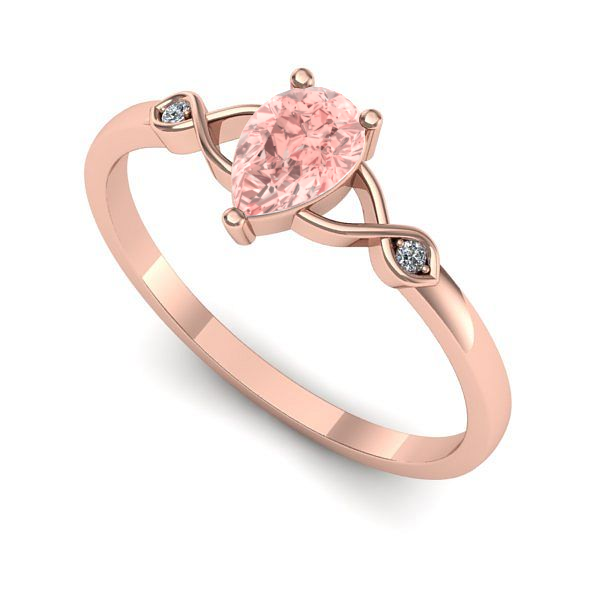 Inel de logodna din aur roz cu diamant de laborator roz