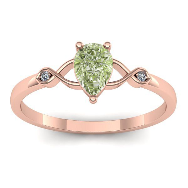 Inel cu diamant de laborator verde lacrima