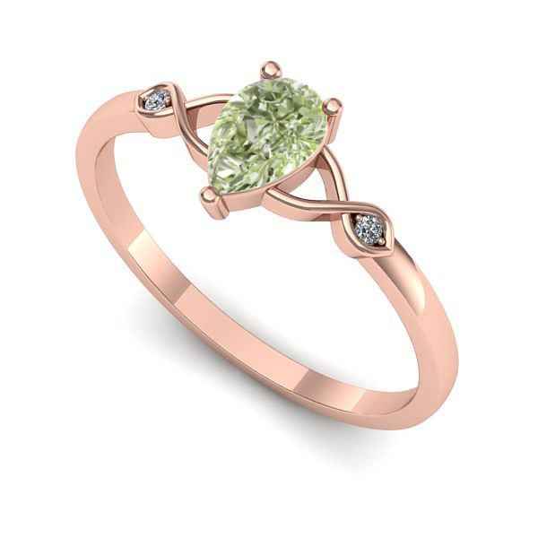 Inel logodna din aur roz cu diamant de laborator verde
