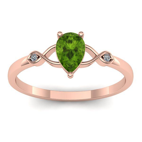 Inel de logodna cu peridot lacrima