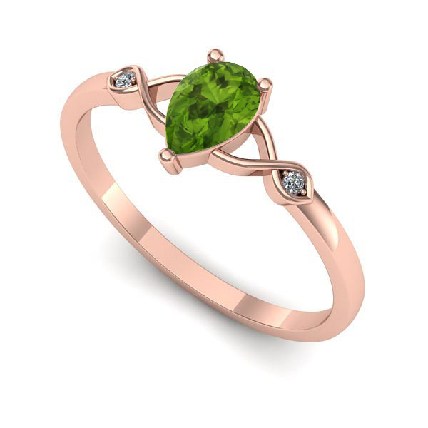 Inel de logodna din aur roz cu peridot