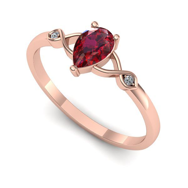 Inel de logodna din aur roz cu rubin
