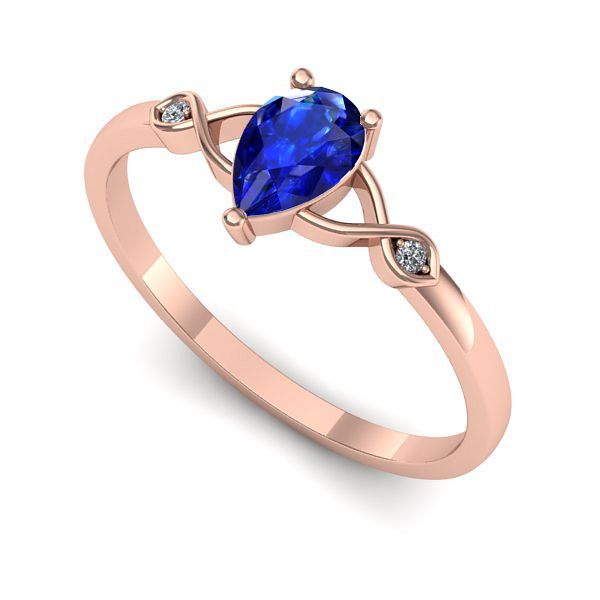 Inel din aur roz cu safir