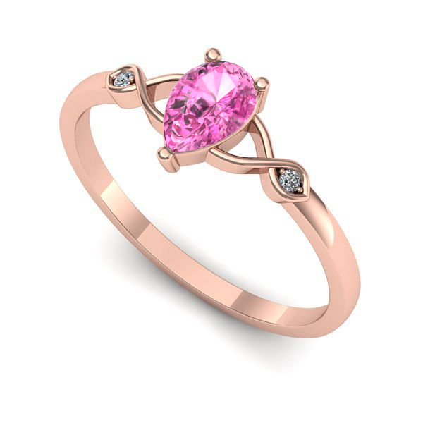 Inel logodna din aur roz cu safir roz