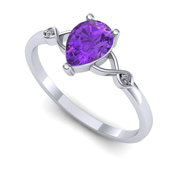 Inel din aur alb cu ametist