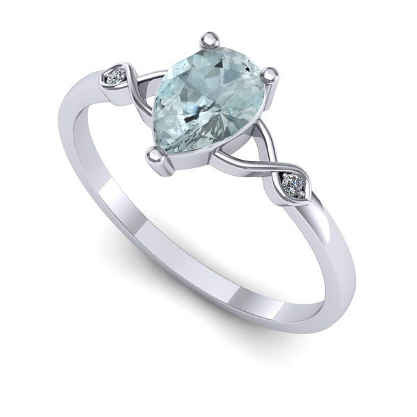 Inel de logodna din aur alb cu aquamarin