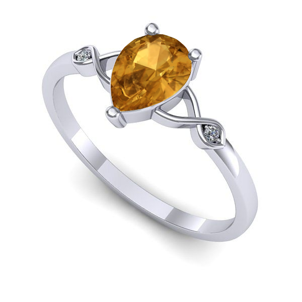 Inel logodna din aur alb cu citrin