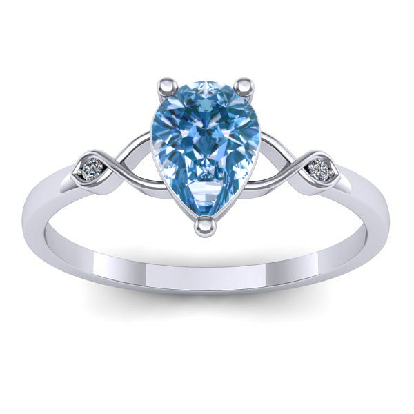 Inel de logodna cu diamant de laborator albastru lacrima