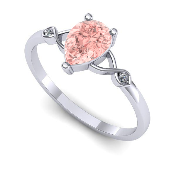 Inel de logodna din aur alb cu diamant de laborator roz