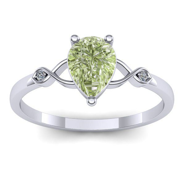 Inel cu diamant de laborator verde lacrima