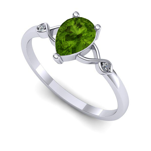 Inel de logodna din aur alb cu peridot