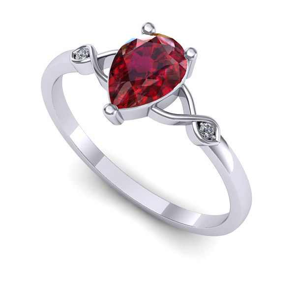 Inel de logodna din aur alb cu rubin
