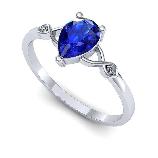 Inel de logodna din aur alb cu safir