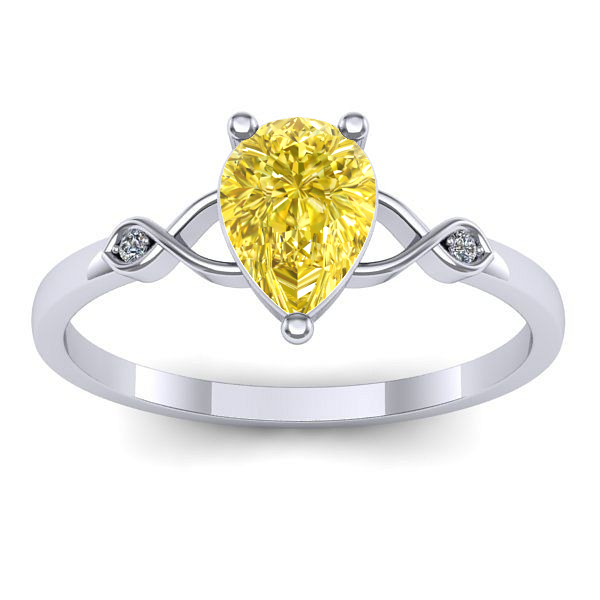 Inel logodna cu safir galben lacrima