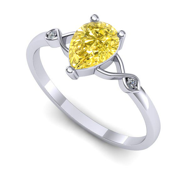 Inel din aur alb cu safir galben