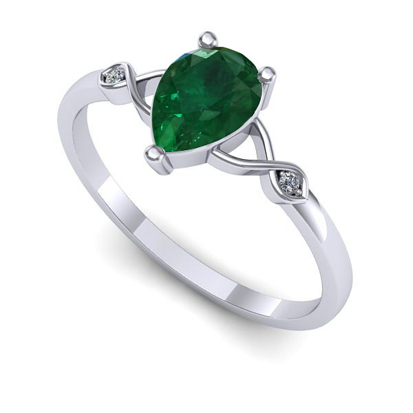 Inel de logodna din aur alb cu smarald