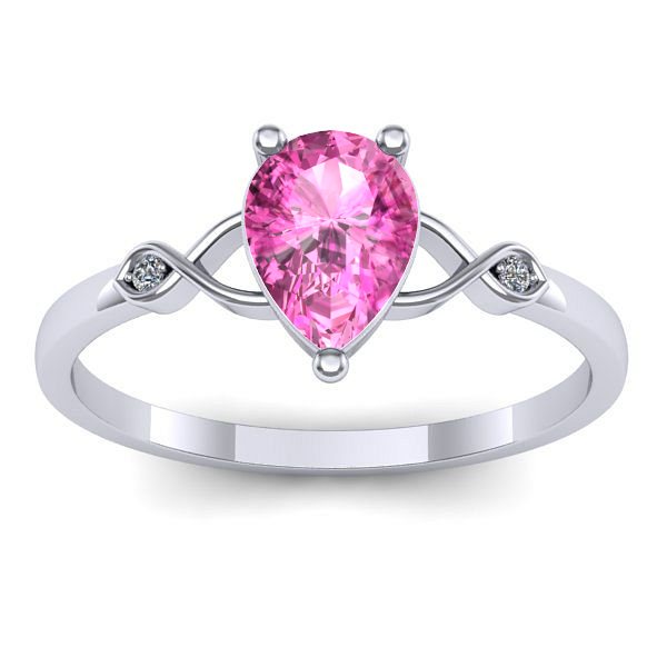 Inel logodna cu safir roz lacrima