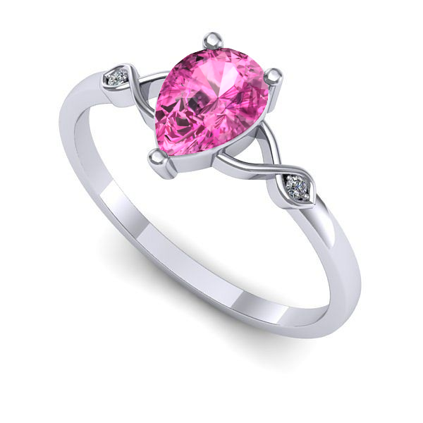 Inel logodna din aur alb cu safir roz