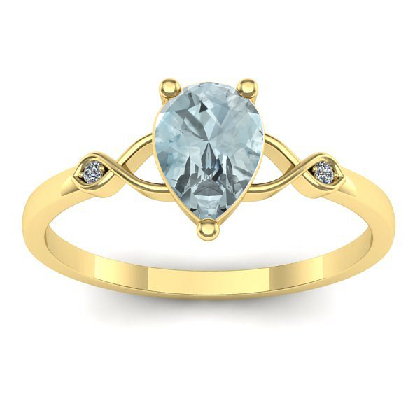 Inel logodna cu aquamarin lacrima