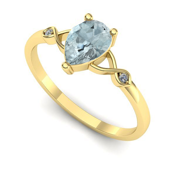 Inel din aur galben cu aquamarin