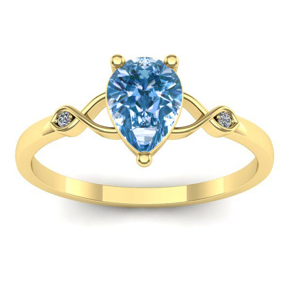 Inel logodna cu diamant de laborator albastru lacrima