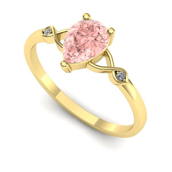Inel logodna din aur galben cu diamant de laborator roz