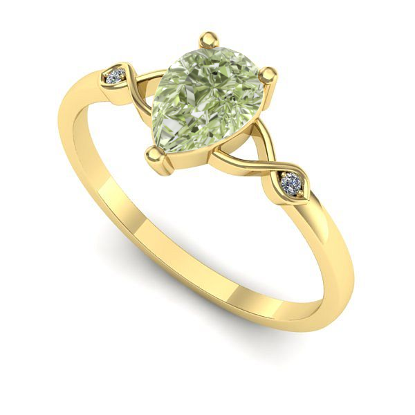 Inel din aur galben cu diamant de laborator verde