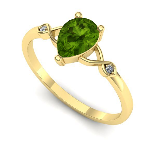 Inel logodna din aur galben cu peridot