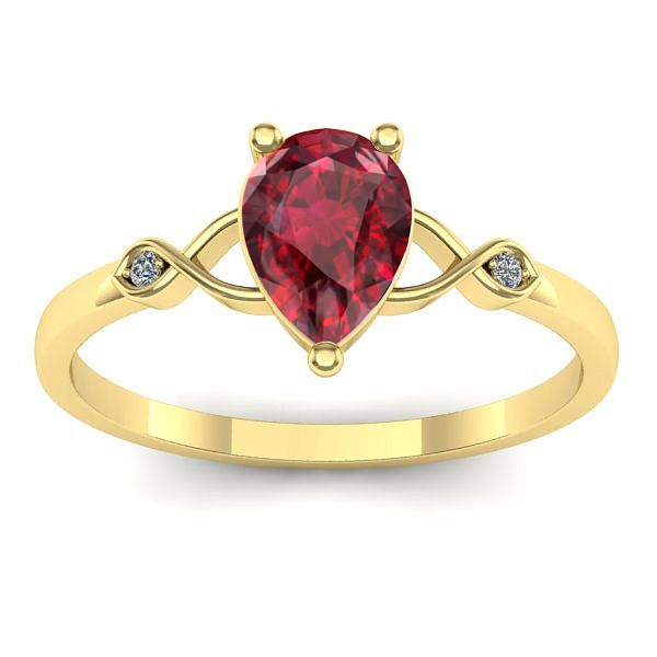 Inel logodna cu rubin lacrima