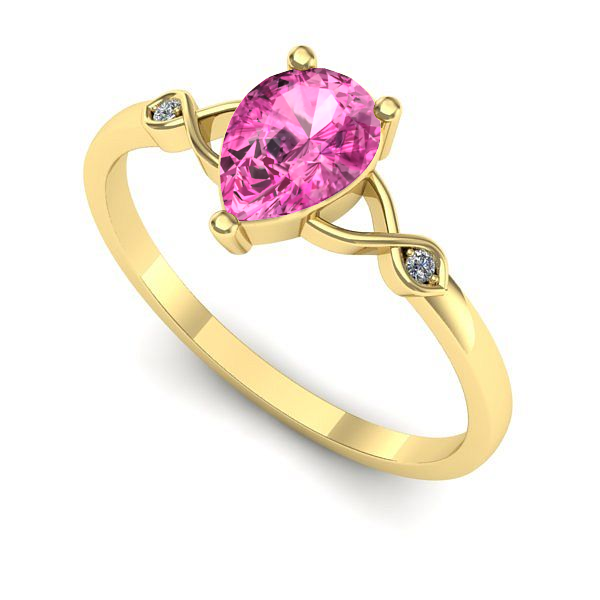 Inel din aur galben cu safir roz