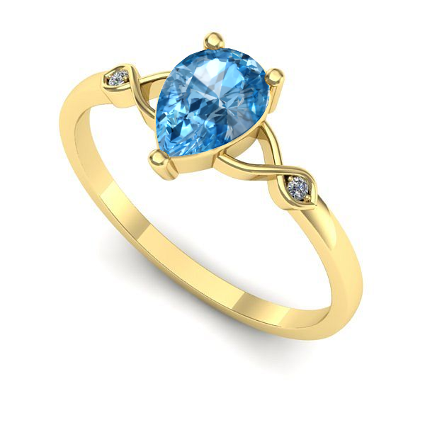 Inel logodna din aur galben cu topaz blue