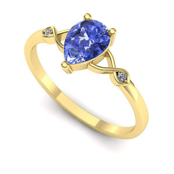 Inel logodna din aur galben cu tanzanit