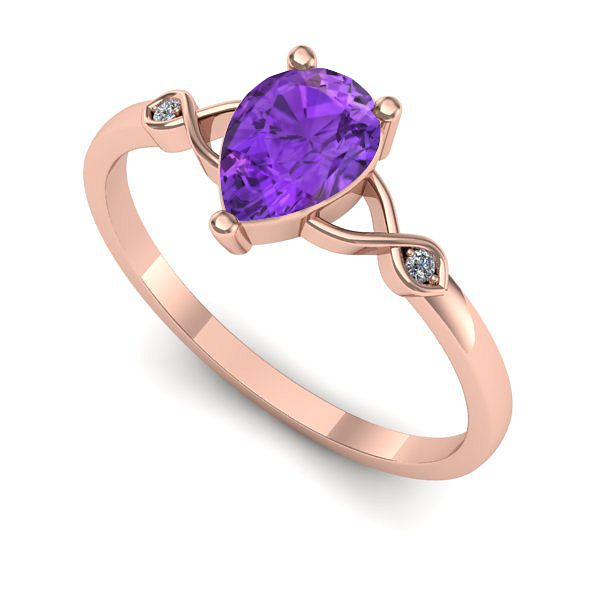 Inel din aur roz cu ametist