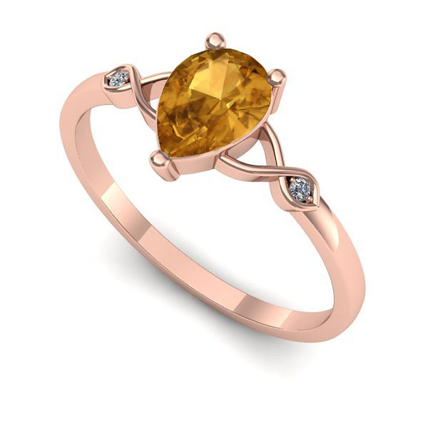 Inel de logodna din aur roz cu citrin