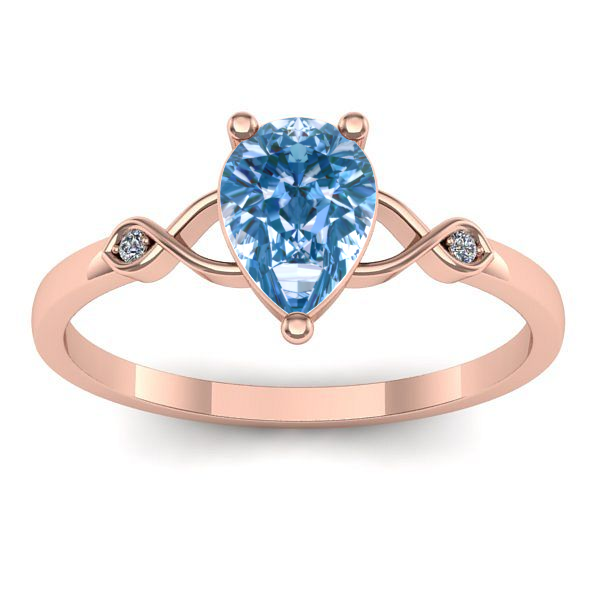 Inel de logodna cu diamant de laborator albastru lacrima