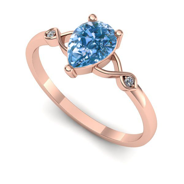 Inel logodna din aur roz cu diamant de laborator albastru