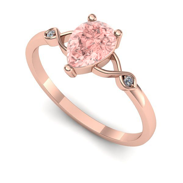 Inel din aur roz cu diamant de laborator roz