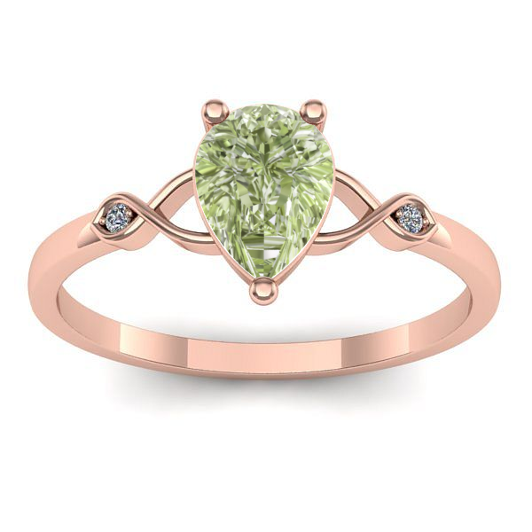 Inel de logodna cu diamant de laborator verde lacrima