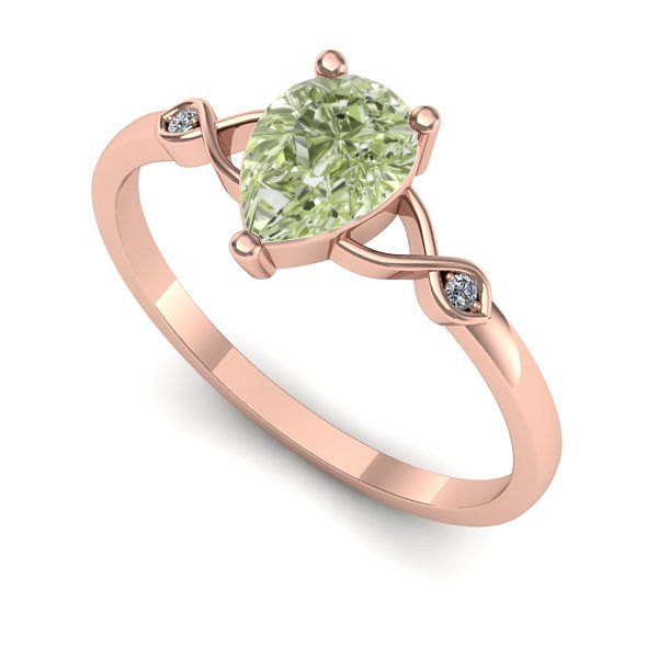 Inel de logodna din aur roz cu diamant de laborator verde