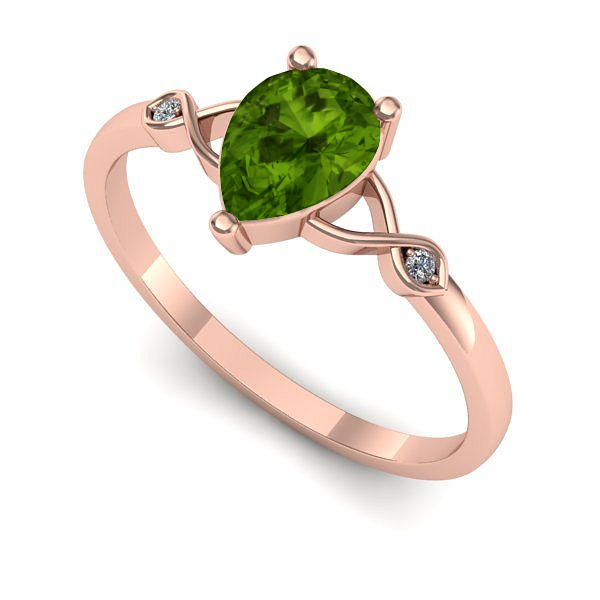Inel logodna din aur roz cu peridot