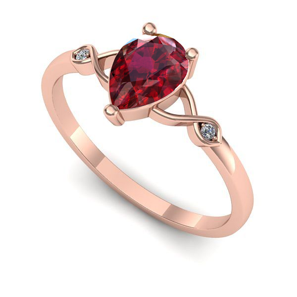 Inel de logodna din aur roz cu rubin